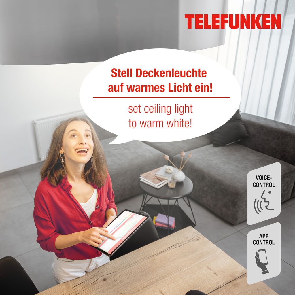 LED Einbauleuchte Smart WiFi App Steuerung Bluetooth 12 W weiß Metall Telefunken 6