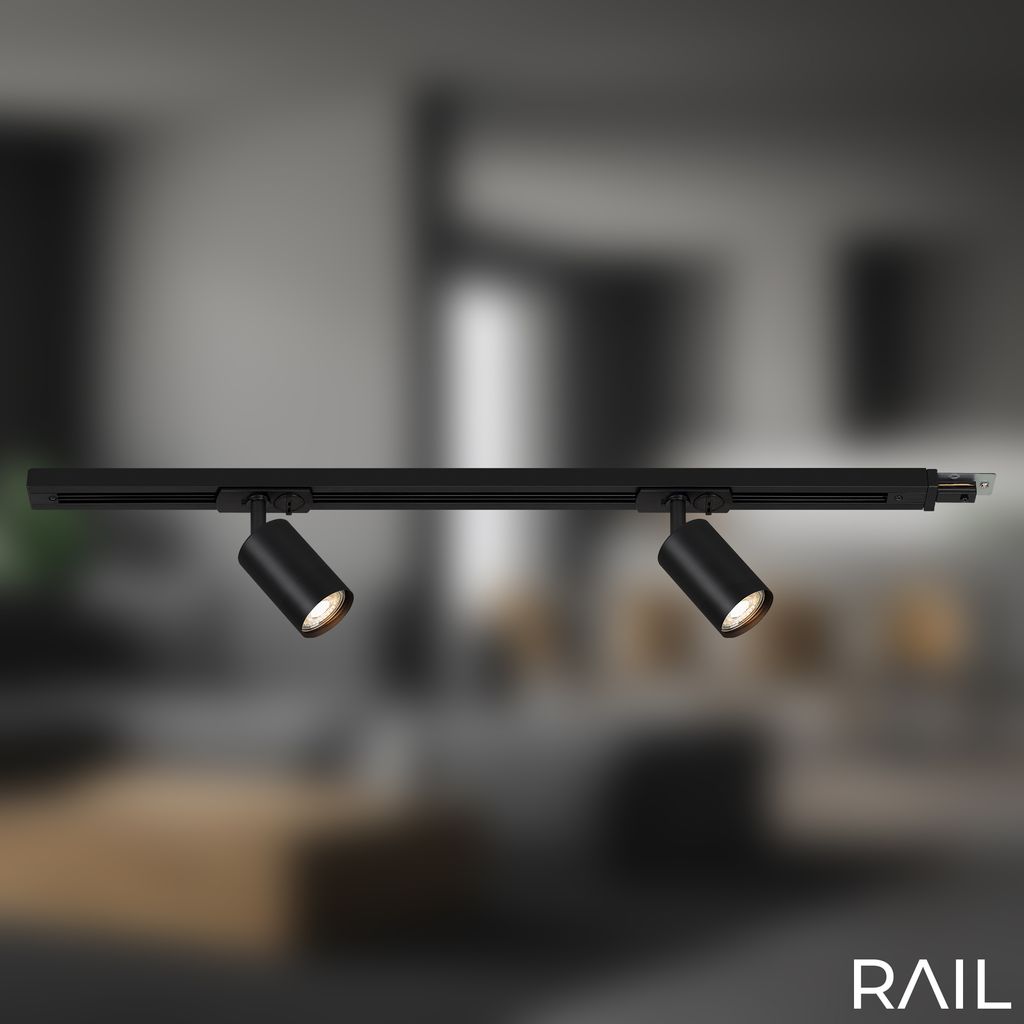 Briloner Rail Schienensystem. Erweiterungsset. 2x GU10 Spots. Schwenkbar. Drehbar. Schwarz. 0.75 m 9