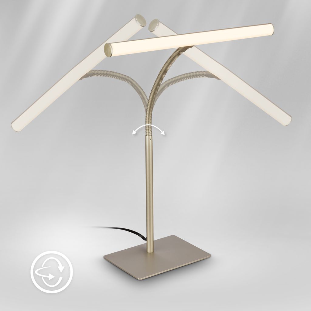 Lectra Schreibtischlampe - 7W, 800lm, mit Schalter, LED, Warmweiß, Satin-Metallic