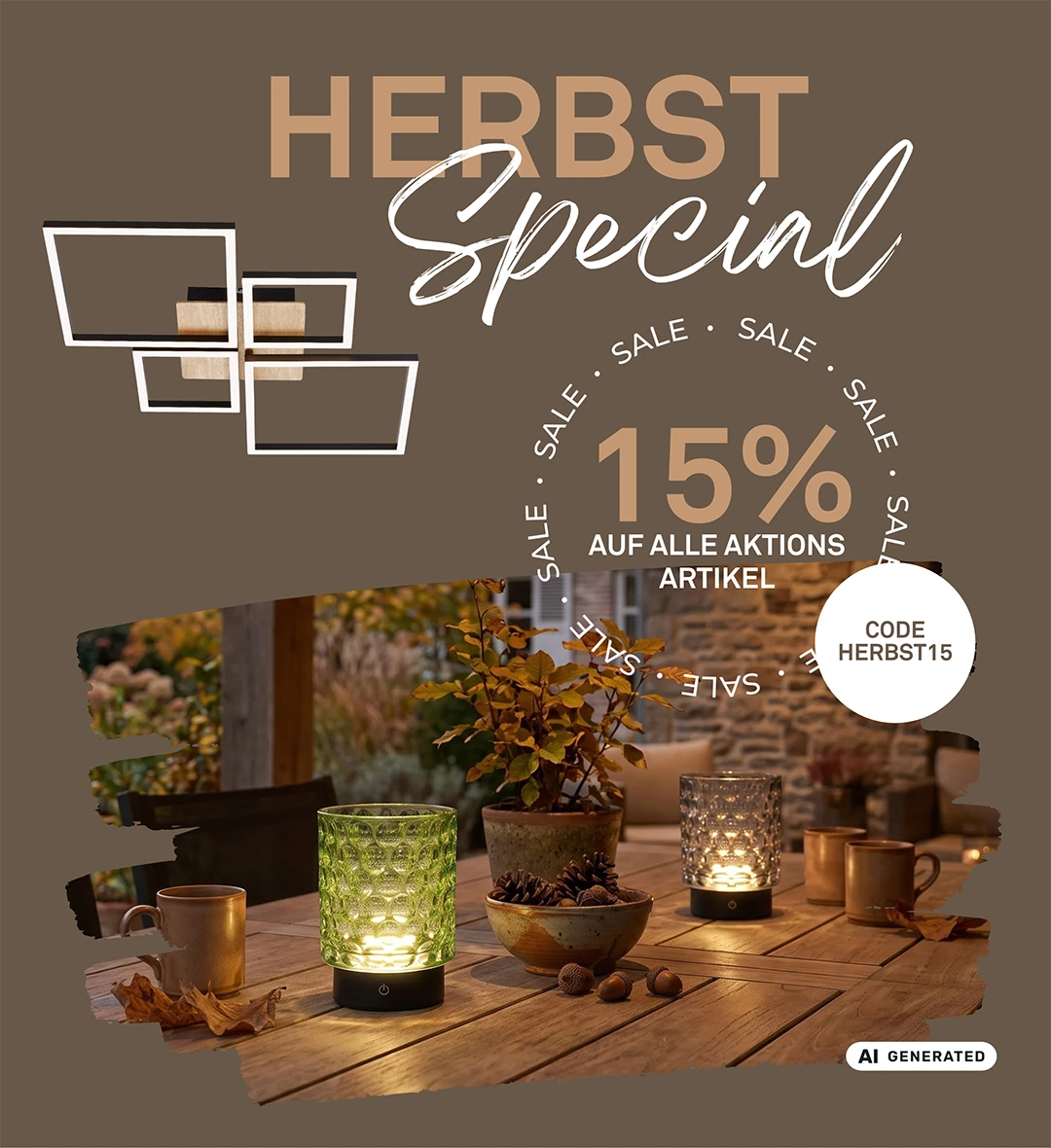 Herbst Specials bei Briloner Leuchten. -15% Extra auf ausgewählte Artikel sparen