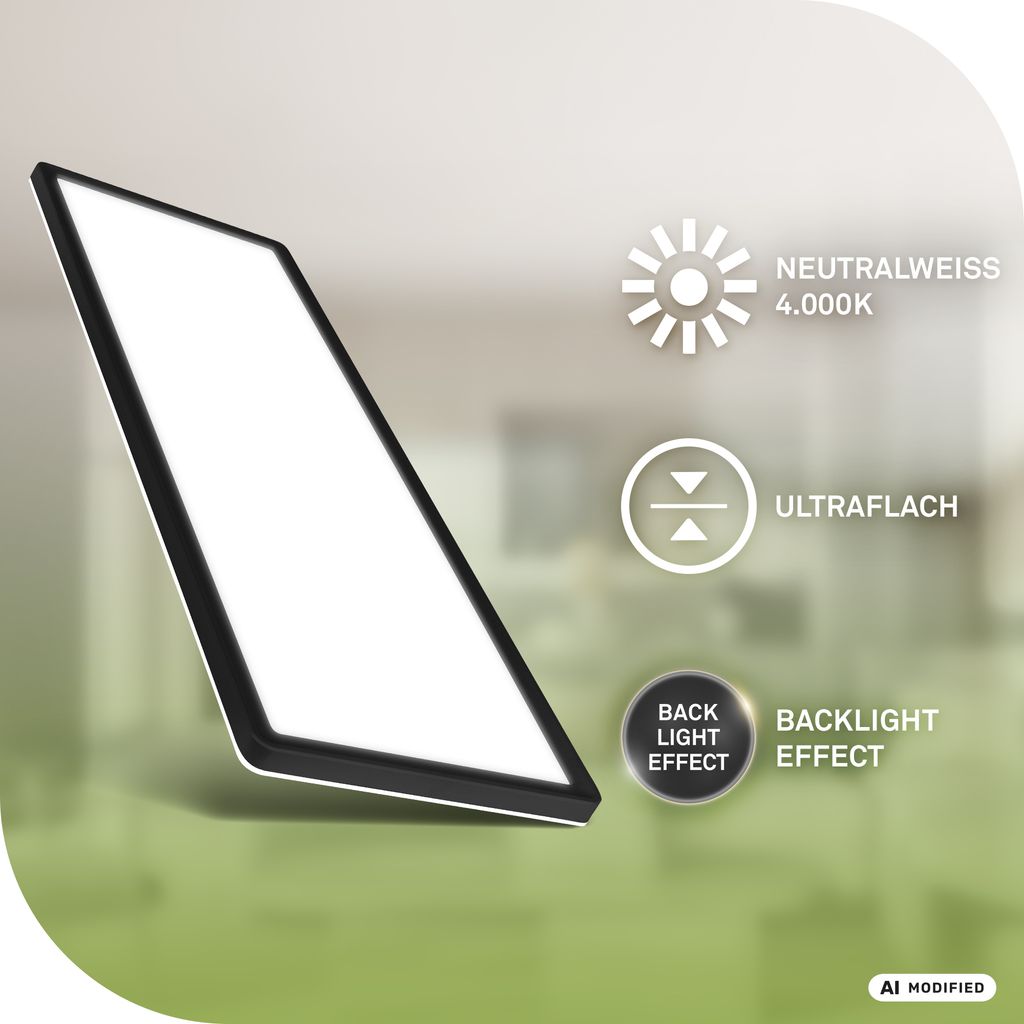 Tava A LED Deckenlampe, mit EEK A Lichtquelle*, Backlight, Schwarz