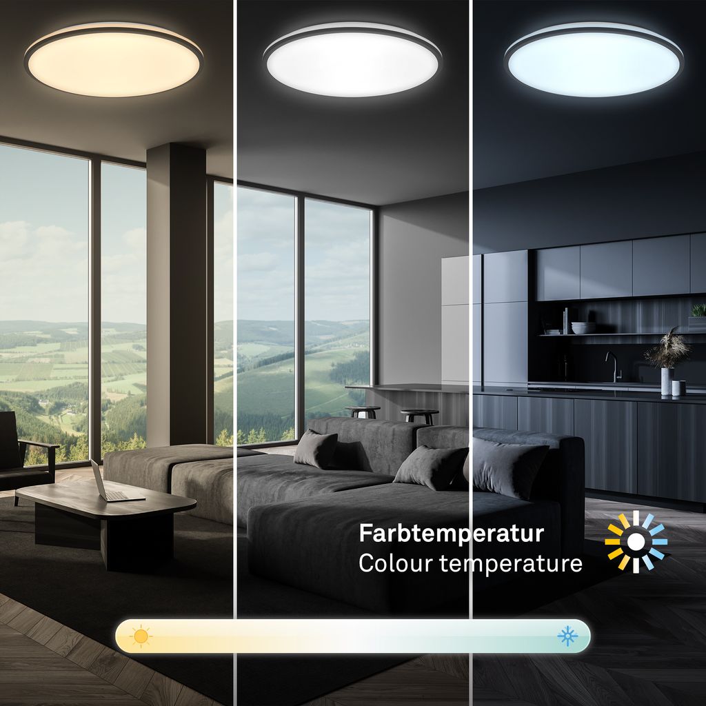 Briloner Pulup LED plafondlamp, traploos dimbaar, afstandsbediening, zwart