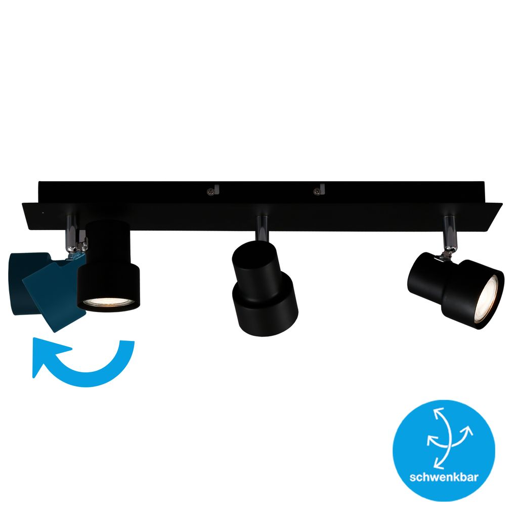 LED Deckenstrahler ? 3-flammig, Spots dreh- & schwenkbar, 15 W, GU10, Warmweiß, Schwarz