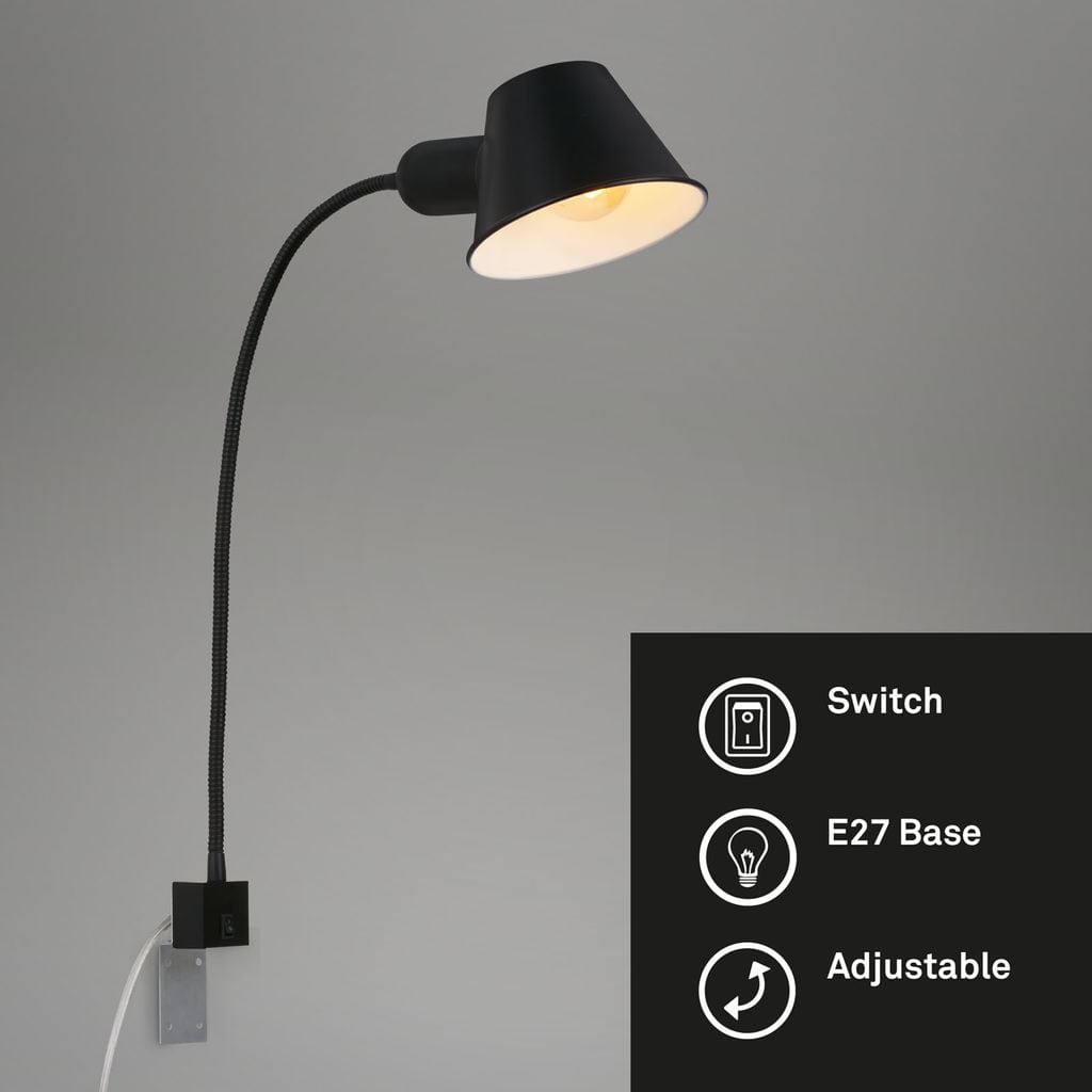 Lampe à pince / veilleuse Ø 14 cm 1x exkl. E27 10 W noir