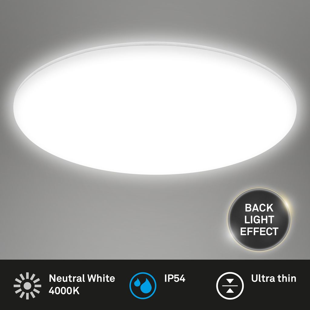 Rowny LED Badlampe, IP54 Spritzwasser- und Staubschutz, 4000 Lumen, Rund 35 cm, Weiß