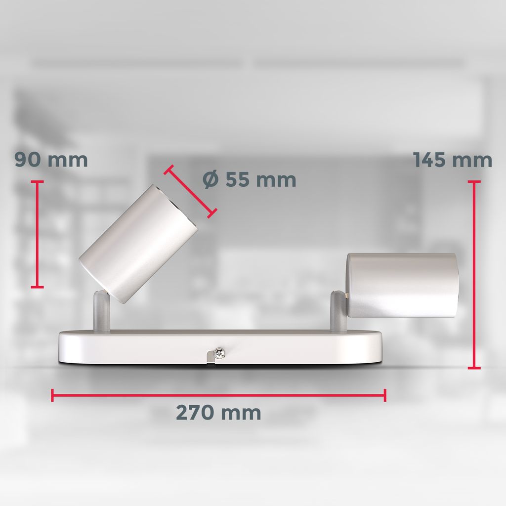Deckenstrahler - schwenkbar, GU10 Fassung, 2-flammig, weiß