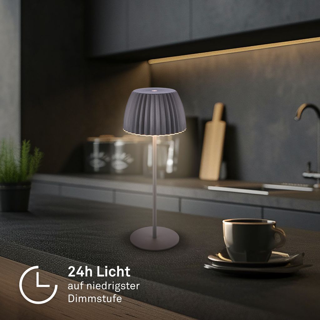 Riffle Rechargeable Table Lamp 36,5 cm - 2W, 200lm, Cordless, LED, Dimmable, Touch, German Design Award Winner 2025, Anthracite