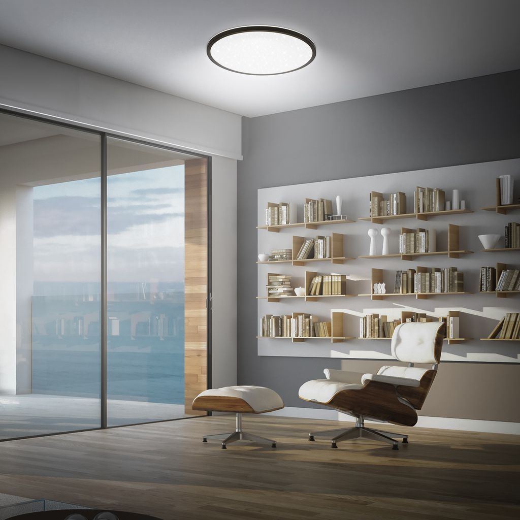 Slim LED Panel Ø37,5 cm - 22W, 3000lm, Sternenhimmel, Neutralweiß, Schwarz