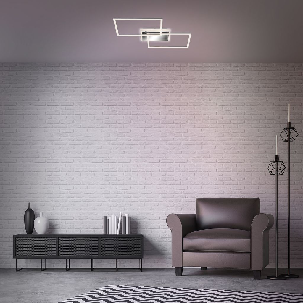 LED Deckenleuchte Wandlampe Dimmbar Fernbedienung CCT 40W silber Metall Briloner 4