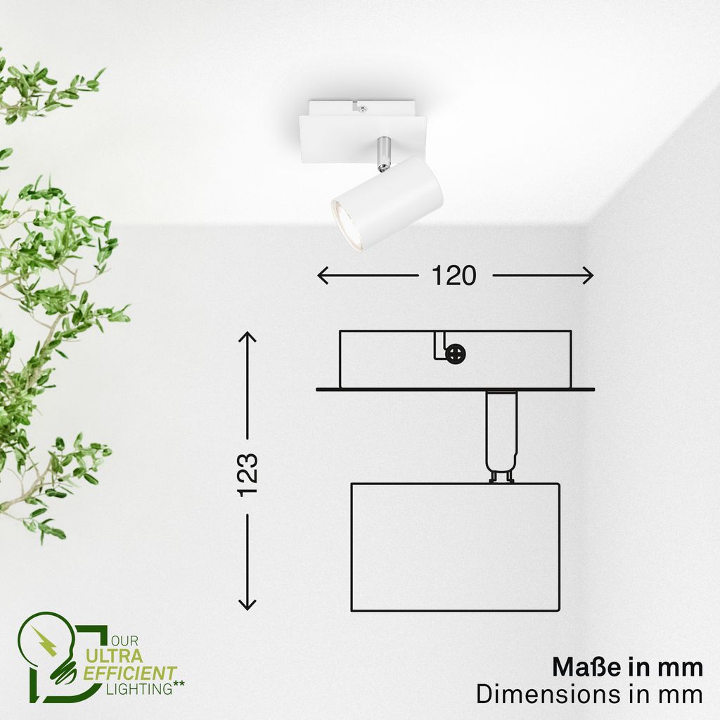 Briloner Isil A LED Wandleuchte innen, mit EEK A Lichtquelle*, Schwenkbar, Weiß