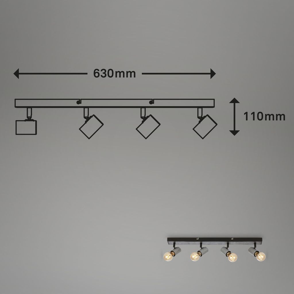 Spotleuchte 63 cm 4xexkl. E27 max. 60W antik-silber
