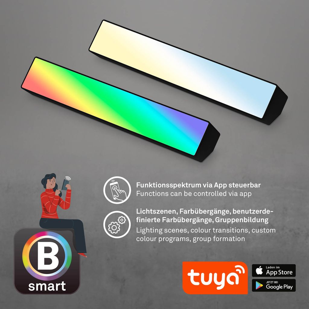 LED RVB applique murale connectée 25,5 cm 9W 850lm noir