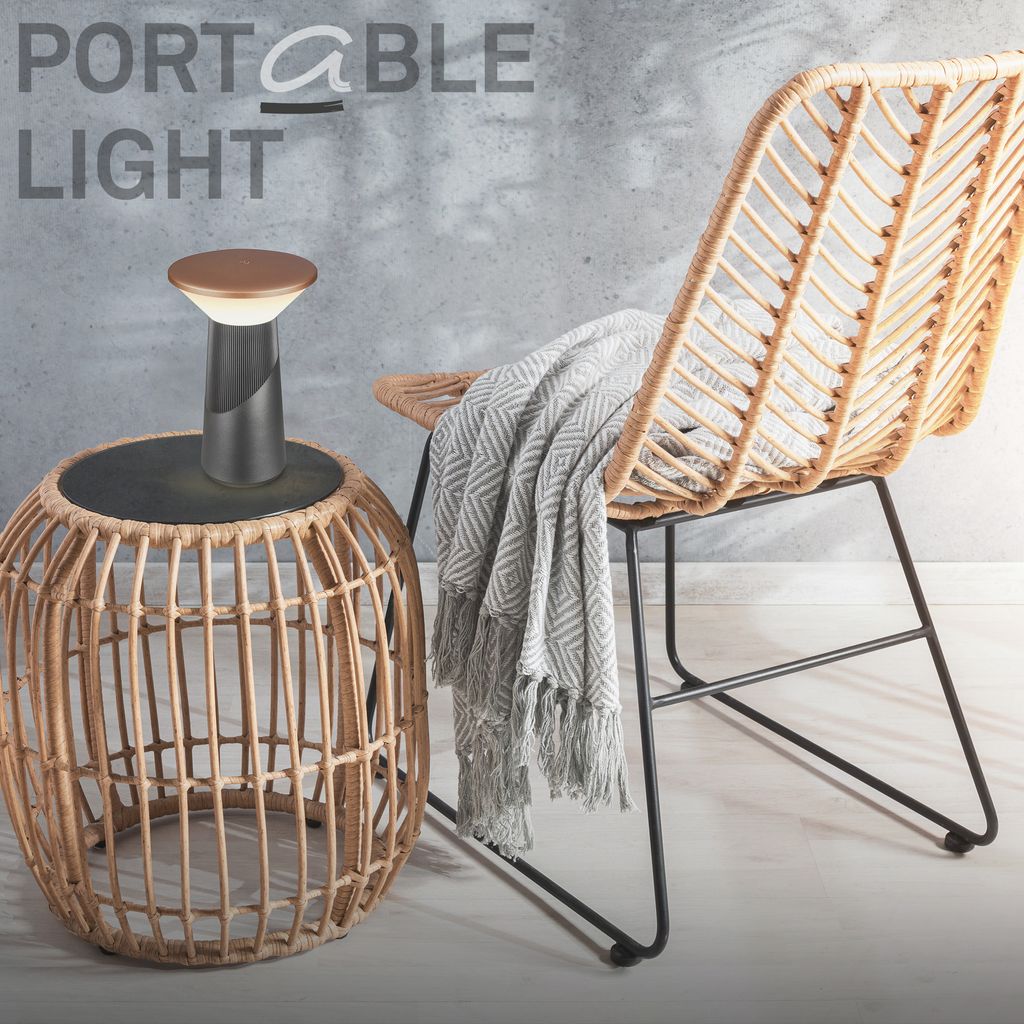 Pilia Table Lamp - 2.6W, 200lm, LED, Cordless, Dimmable, Touch, Anthracite Bronze