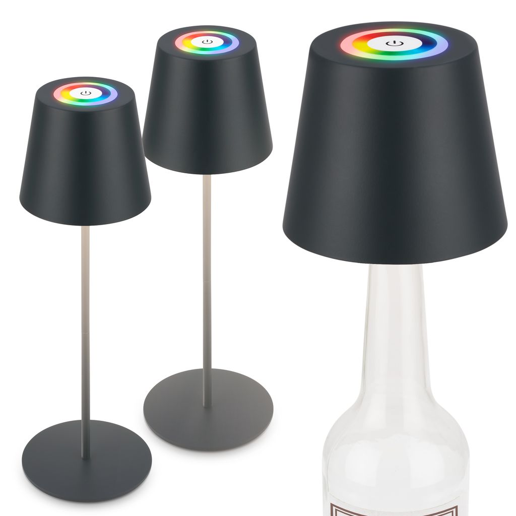 Briloner Calida 3 in 1 RGBW Tischlampe Akku IP44, Dimmbar, Touch, Anthrazit