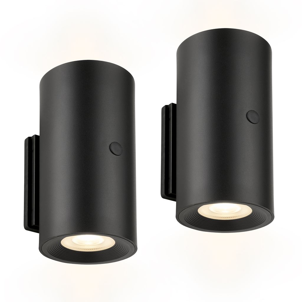 Isy Wandlampe - 2W, 140lm, Akku, LED, Touch, Dimmbar, 2er Set, Schwarz