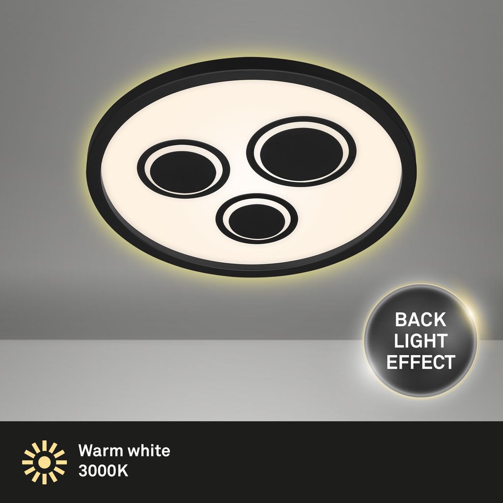 LED Panel Hintergrundbeleuchtung Aufsatzrahmen Ø42.3cm 22W Schwarz Briloner 2