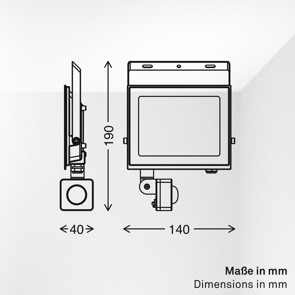 Varo Outdoor Floodlight - 30W, 2700lm, With Motion Sensor, LED, Neutral White, IP65, Black