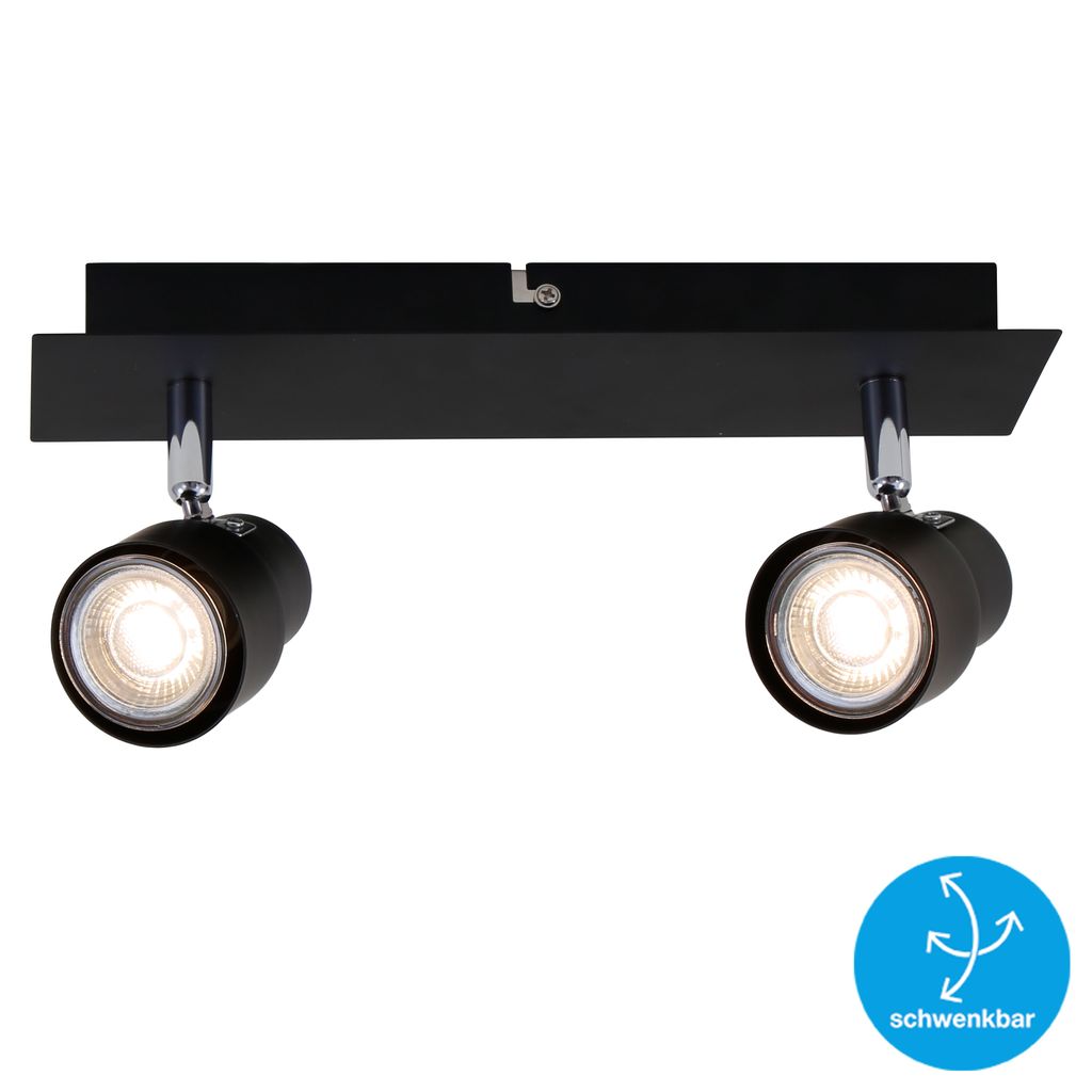 LED Deckenstrahler ? Spots dreh- / schwenkbar, 2 x 5W, Warmweiß, GU10, Schwarz