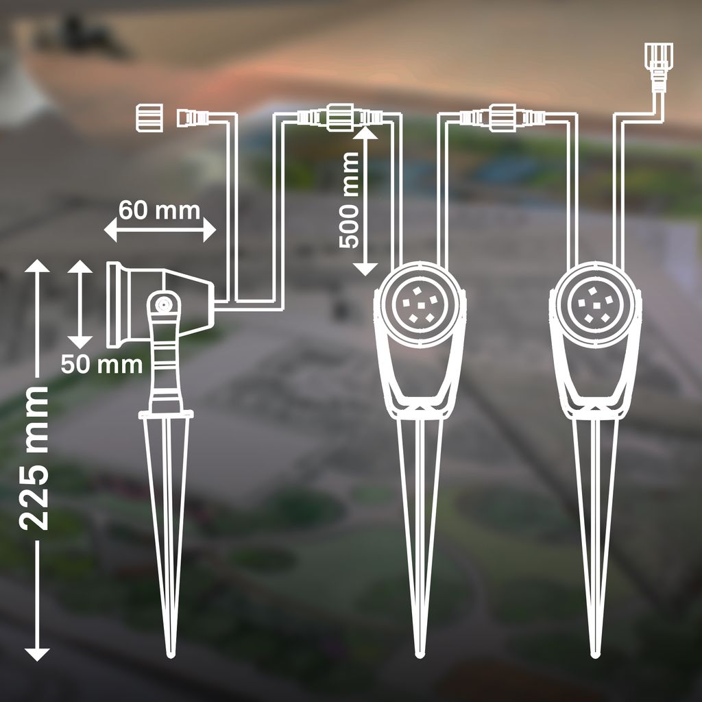 CONNECT TO SHINE Erweiterungsset Lilis mit 3er Set LED Gartenstrahler, IP65