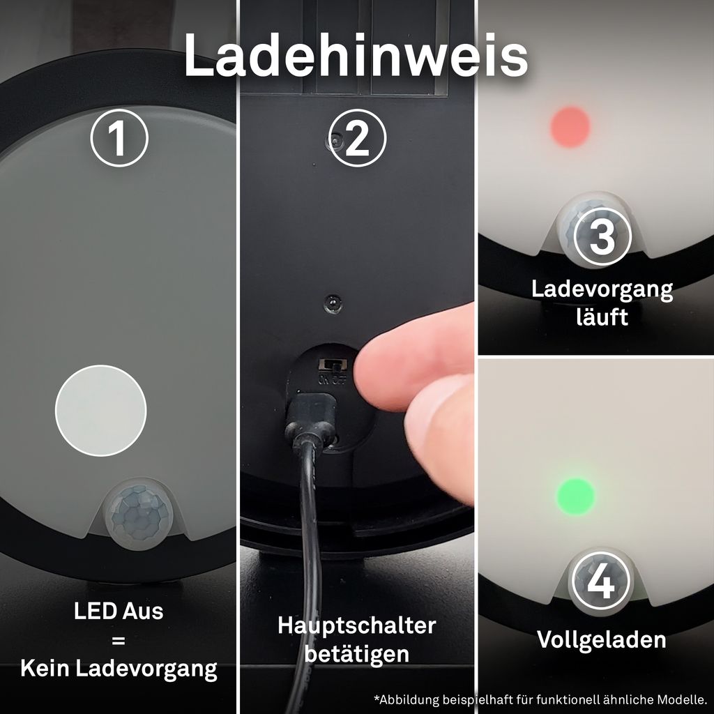 Akku-LED Sensorleuchte, 17 cm, 4W, 700lm, weiß