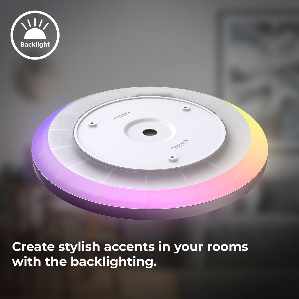 B.K.Licht I Round RGB LED ceiling lamp I ultra flat LED panel I colour change I RGBW ceiling light dimmable I backlight effect I remote control I Black