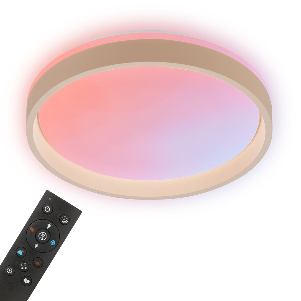 Aurie Deckenlampe Ø38 cm - AuraGlow, LED, Farbwechsel, Dimmbar, Fernbedienung, Beige