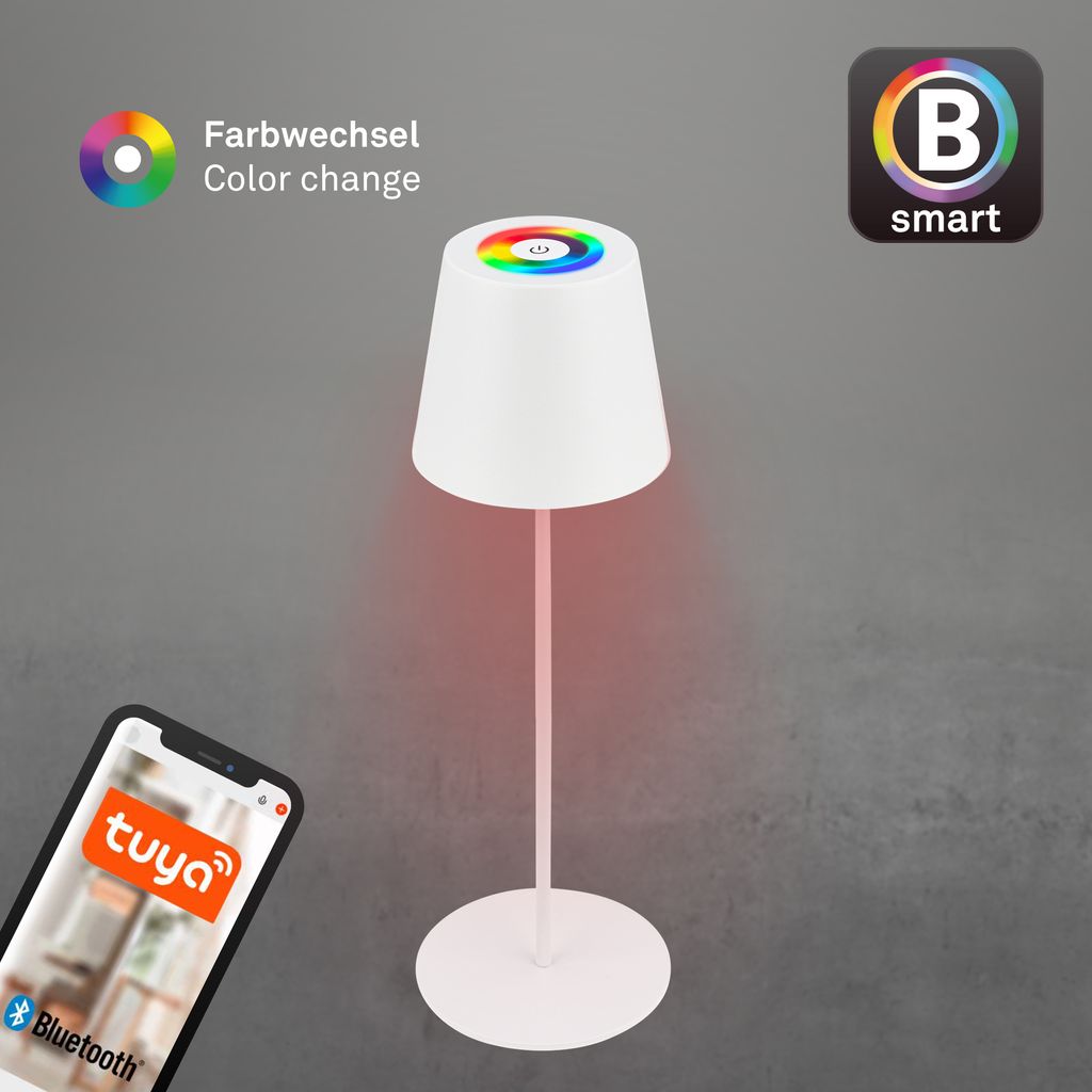 LED Tischlampe kabellos Tischleuchte Smart Appsteuerung Aussen/Innen Dimmbar 9
