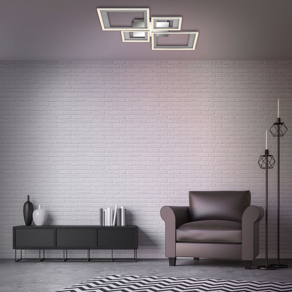 LED Deckenleuchte, 53 cm, LED-Platine, 24 W, 120 lm, alu-chrom