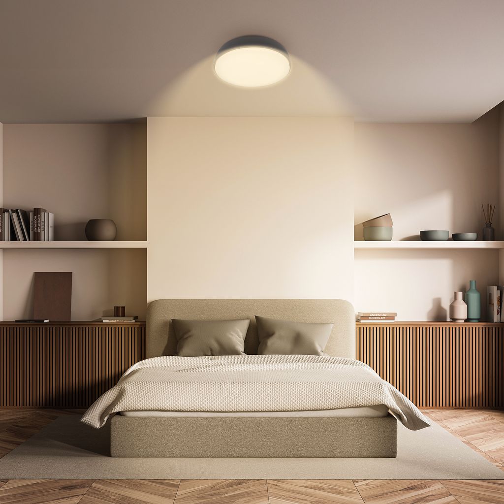 Nikan Deckenleuchte Ø28,5 cm - 12W, 1200lm, LED, 3000K Warmweiß, Anthrazit
