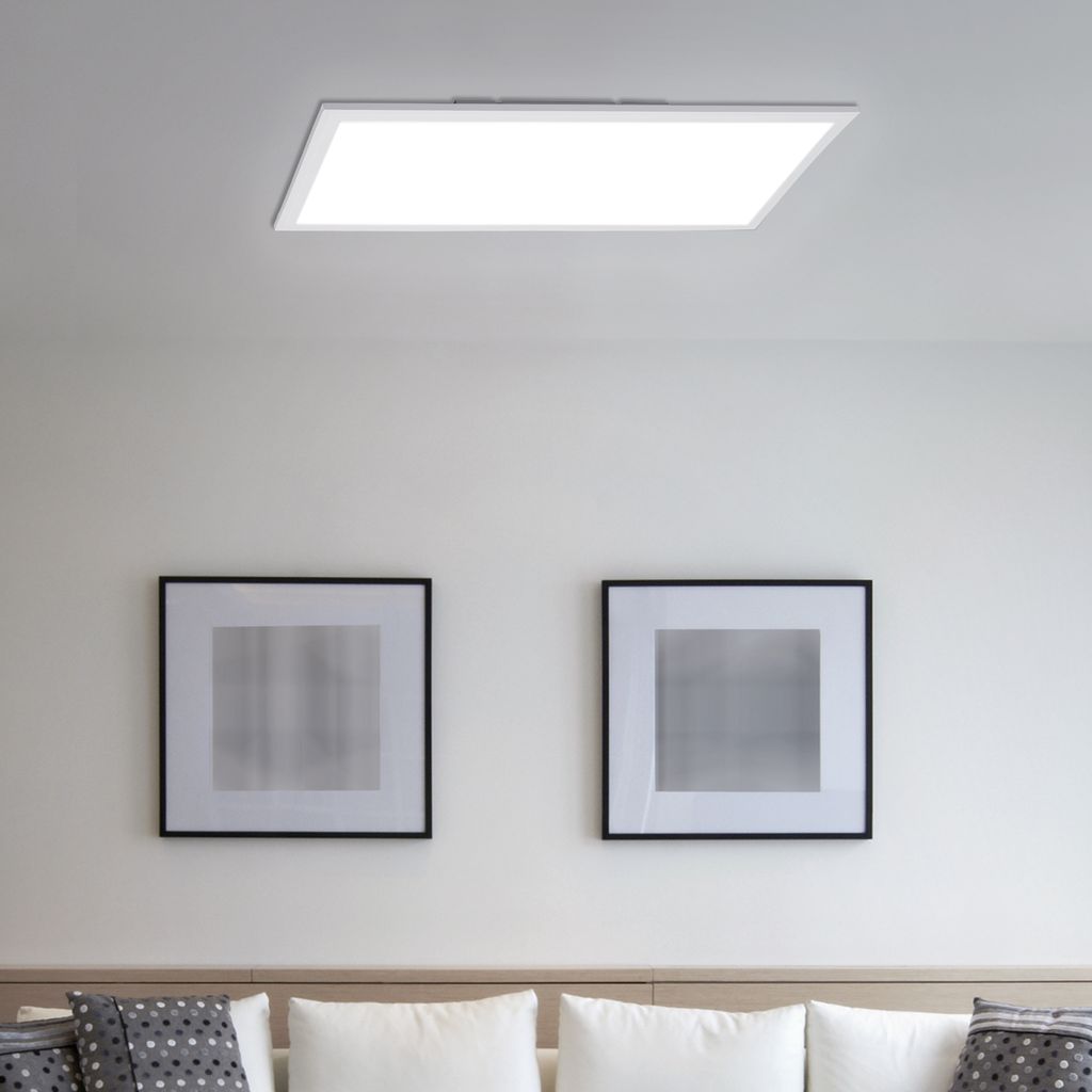 Briloner Simple LED Deckenleuchte, LED Panel Flach, Eckig, 59,5x29,5 cm, Weiß
