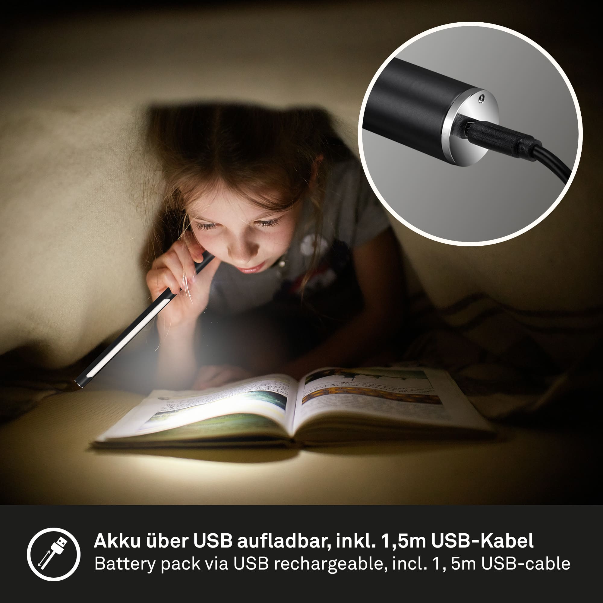 USB LED Wand- und Stehleuchte Schwarz