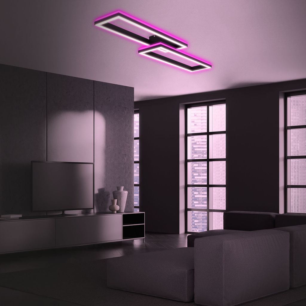 RGB CCT LED ceiling light, 119.5 cm, LED board, 45 W, 4400 lm, black