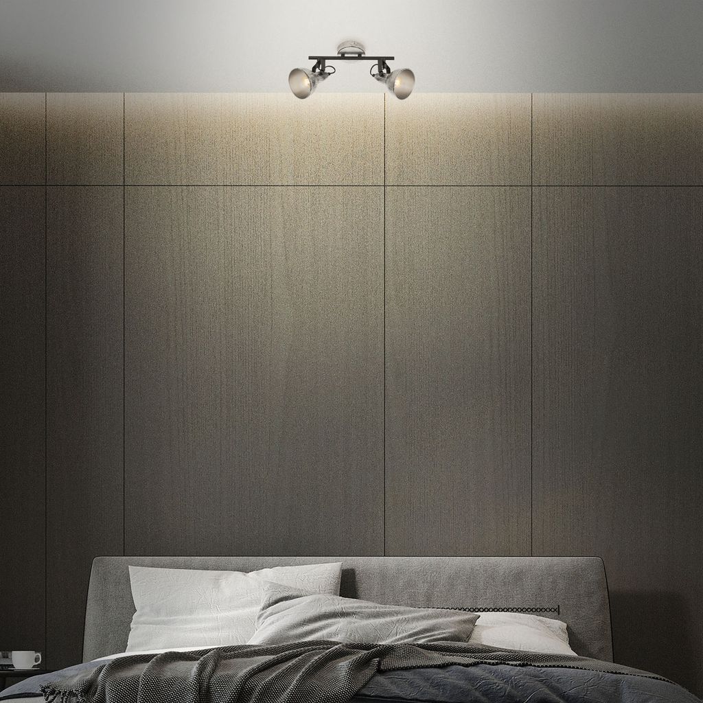 Deckenleuchte Deckenspots drehbar vintage 40W 2xE14 Antik-Silber Metall Briloner 3