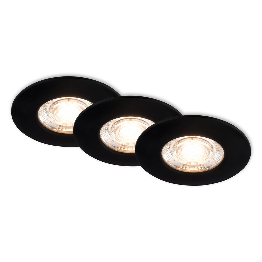 3er Set LED Einbauleuchte, 6,5 cm, 3x 3,6W, 350lm, schwarz