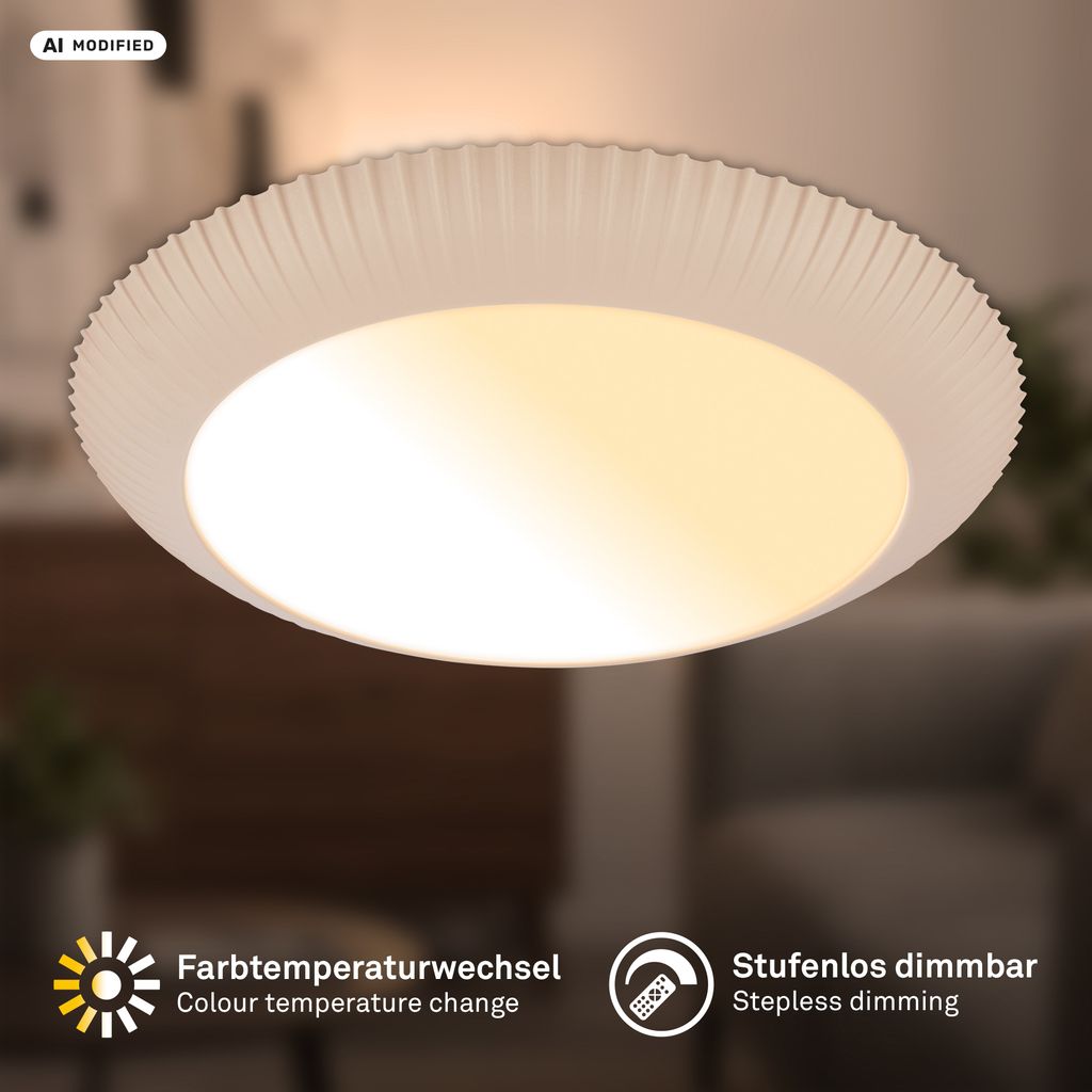 Solea Deckenlampe Ø46 cm - 18W, 2800lm, LED, Dimmbar, Fernbedienung, CCT, Beige