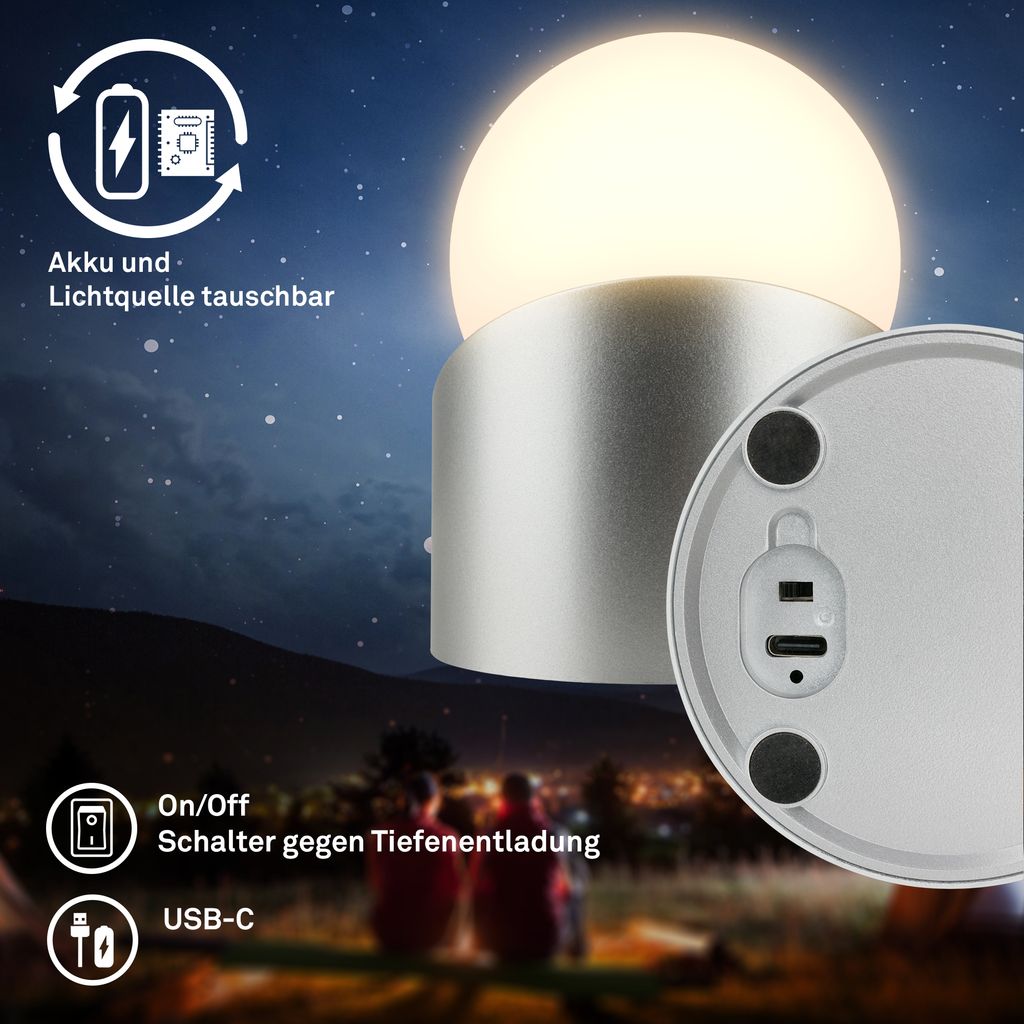 Mini LED Tischlampe kabellos IP54 Tischleuchte Akku Aussen/Innen Dimmbar Touch 7
