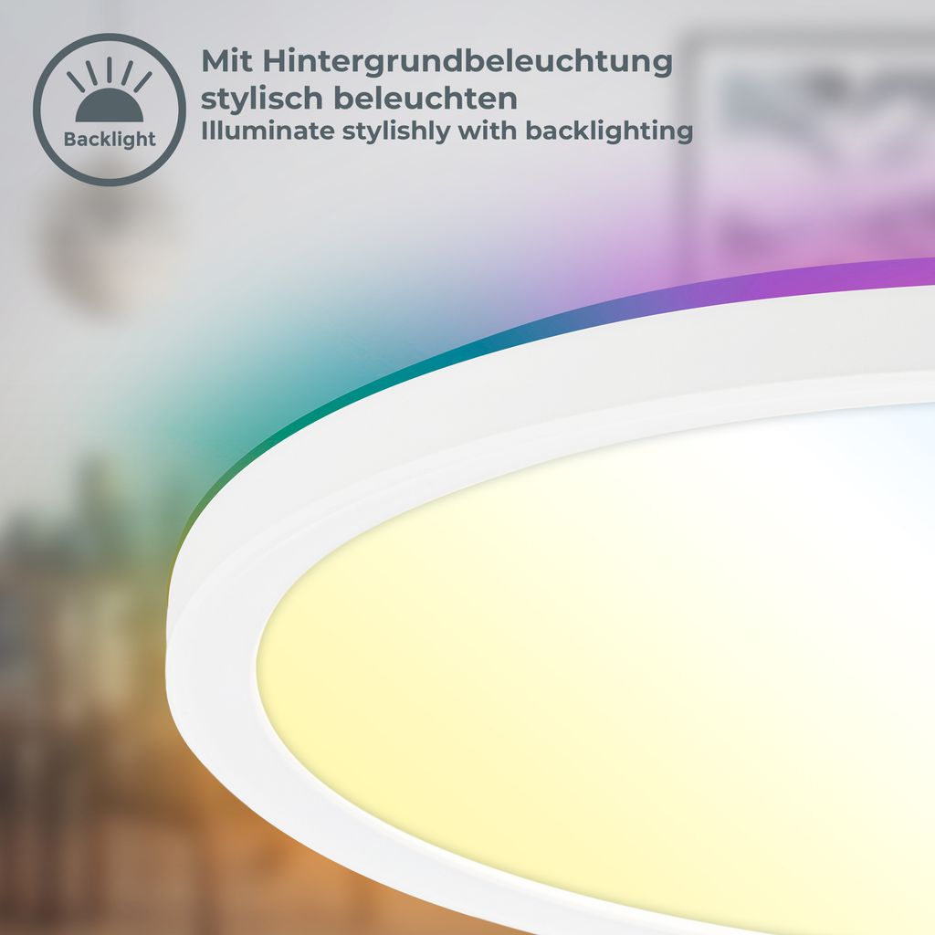 LED Panel Ø29 cm - 18W, 2400lm, dimmbar, Fernbedienung, CCT, RGB, weiß