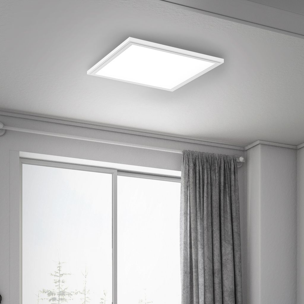 Briloner Simple LED Deckenleuchte, LED Panel Flach, Eckig, 29,5x29,5 cm, Weiß