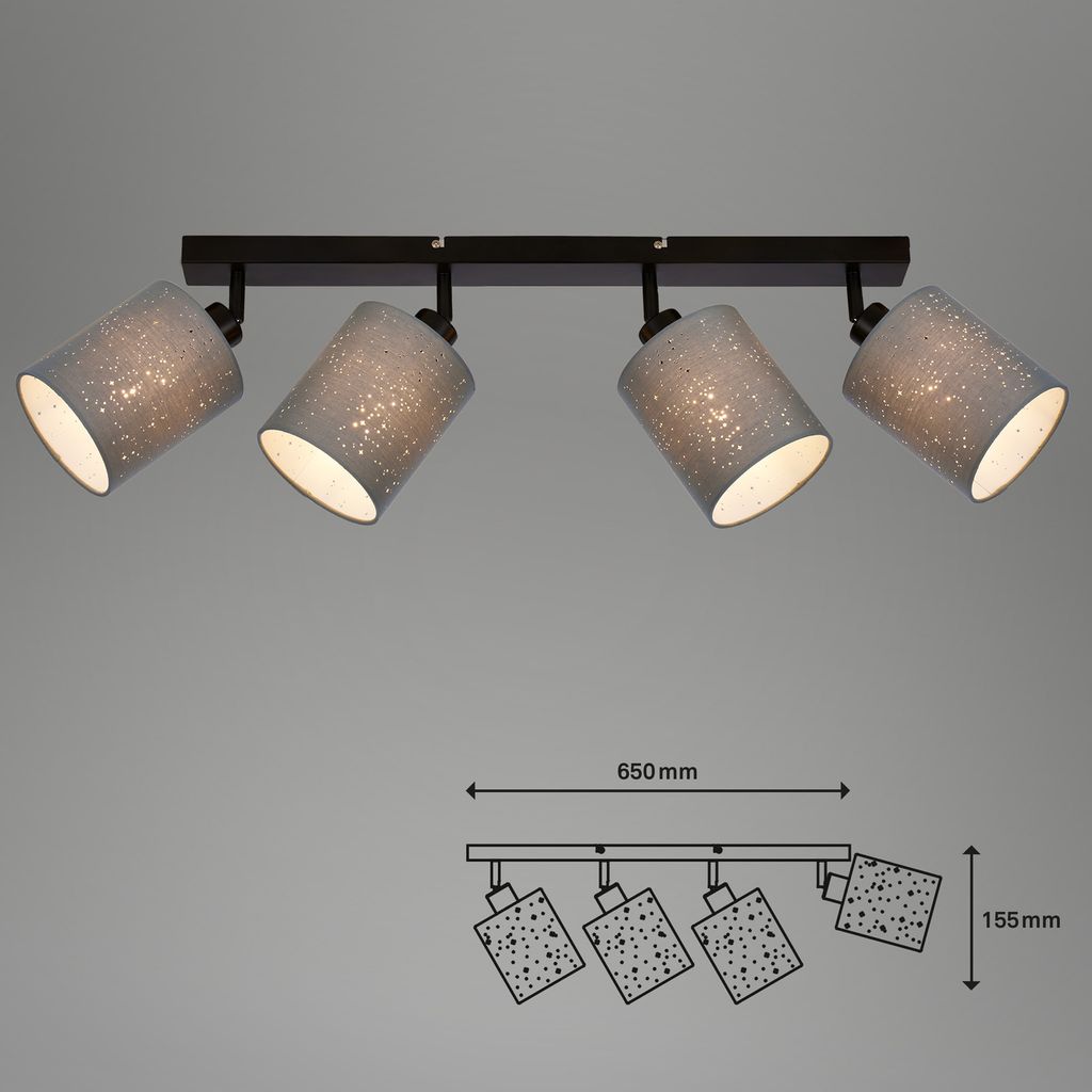 Deckenleuchte Glitzereffekt 4xE27 25 W grau-schwarz Metall-Stoff Briloner 7