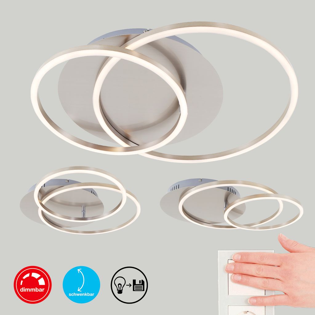 LED Deckenleuchte, 51,5 cm, 3200 LM, 40 W, Matt-Nickel