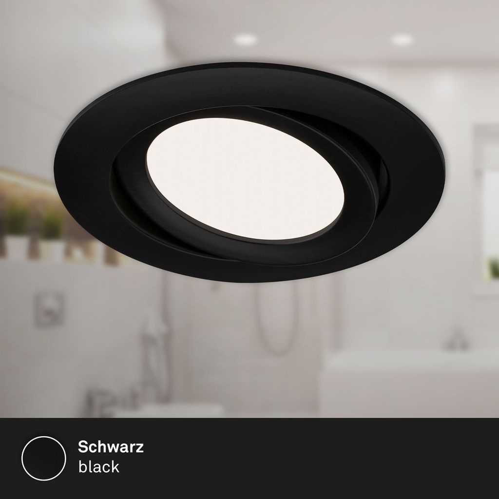 LED Einbauleuchten 3er Set 7 W matt-schwarz Kunststoff Ø 10.6cm Briloner 5