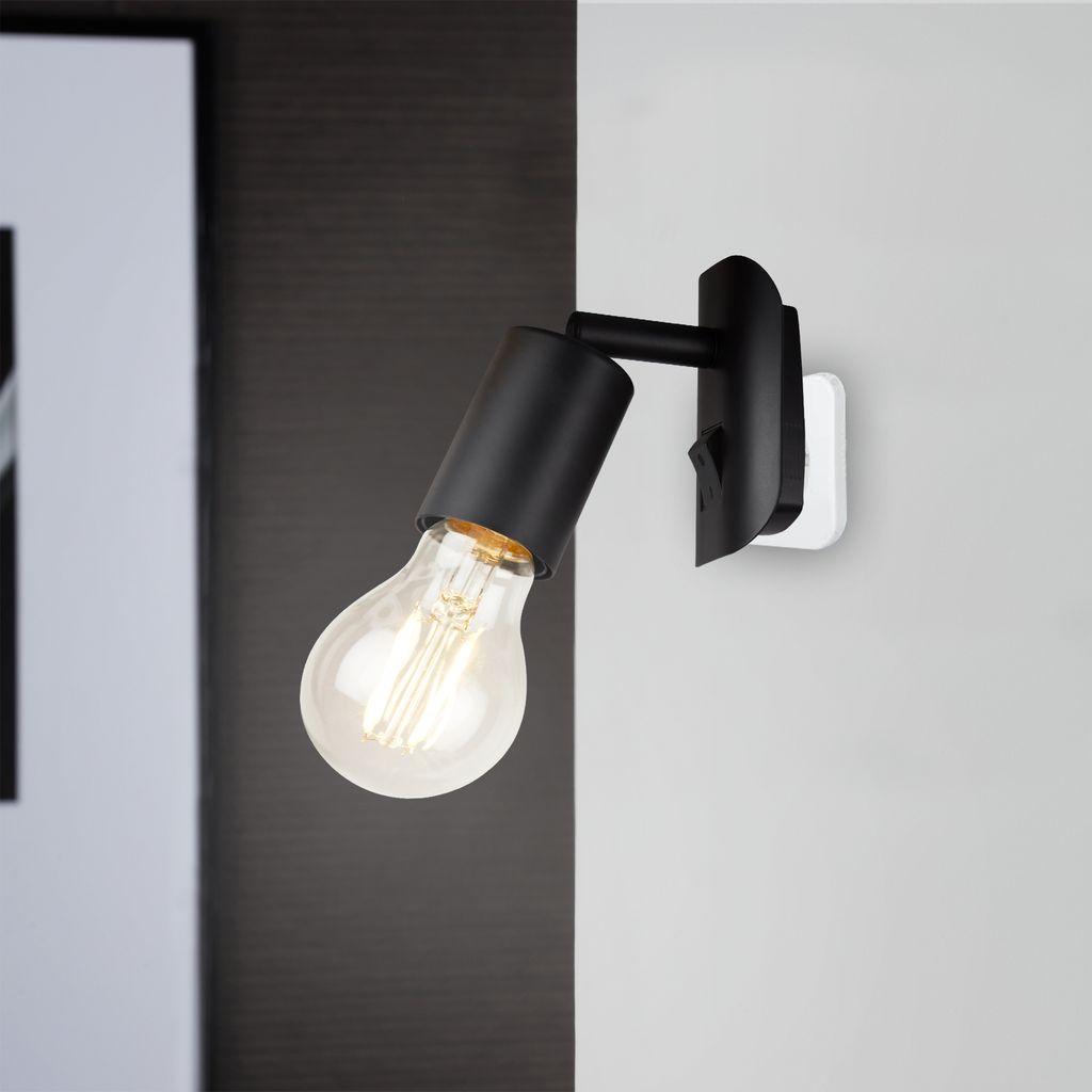 Steckerleuchte Steckerlampe Ein-/Aus-Schalter 1E27 25 W schwarz Metall Briloner 9