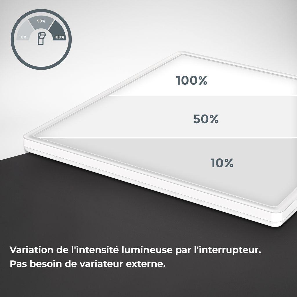 LED Panel 42x42 cm - 22W, 3000lm, dimmbar, flach, backlight, neutralweiß, weiß