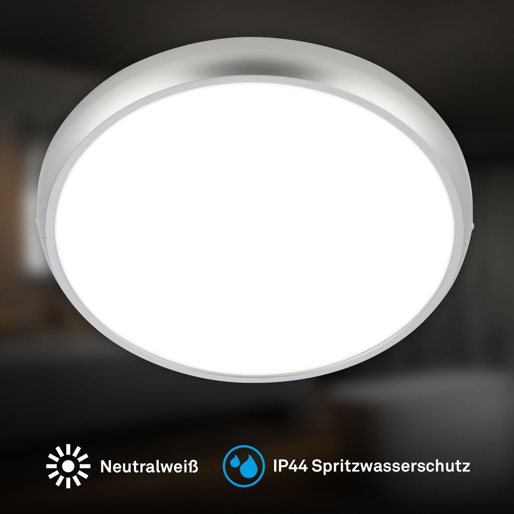Navaro Deckenleuchte Ø37,5 cm - 24W, 2900lm, Neutralweiß, IP44, Chrom-matt