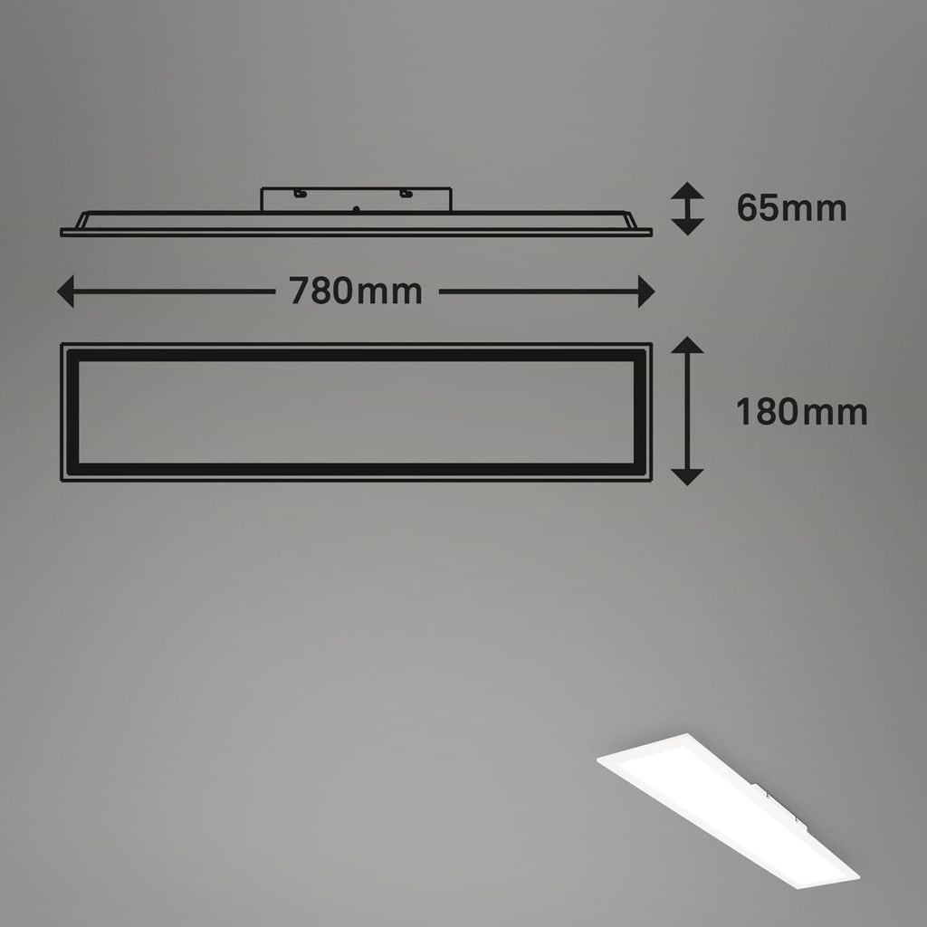 Briloner Simple LED Badlampe, LED Panel Flach, Eckig, 78x18 cm, Weiß