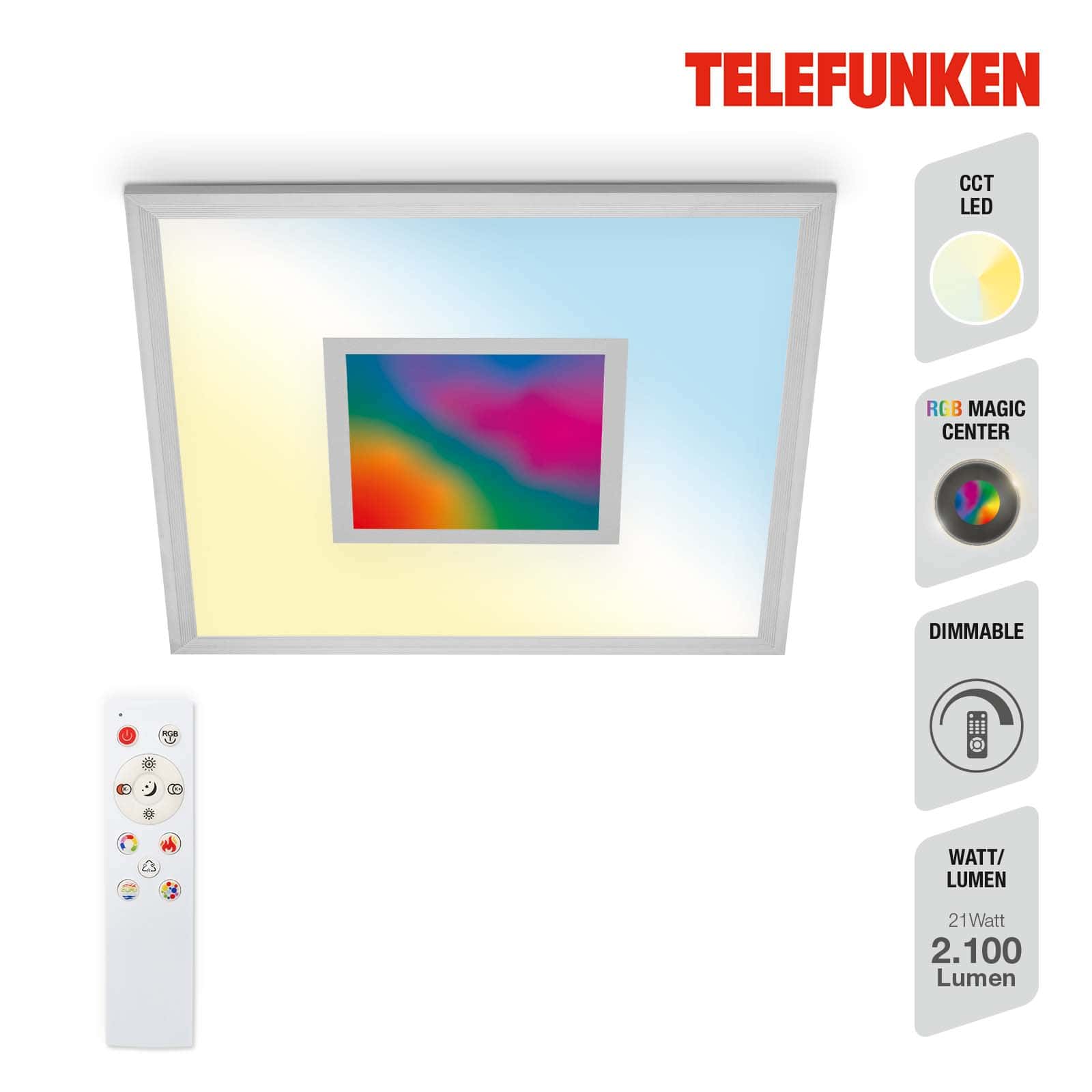 Telefunken CCT RGB Panel, 44,5 cm, 24 W, 2200 lm, Silber