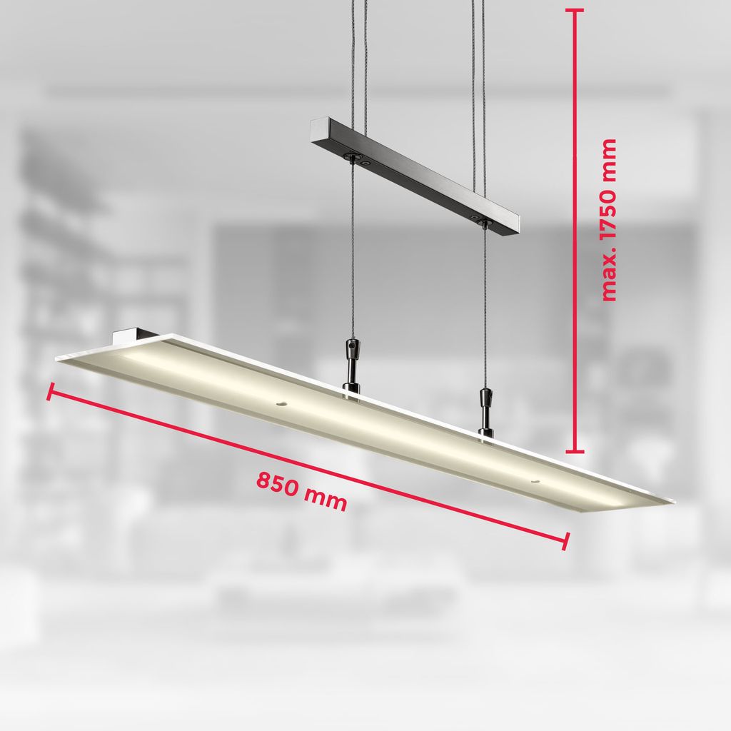 Pendelleuchte - 16W, 1750lm, LED, höhenverstellbar, dimmbar, warmweiß, matt-nickel
