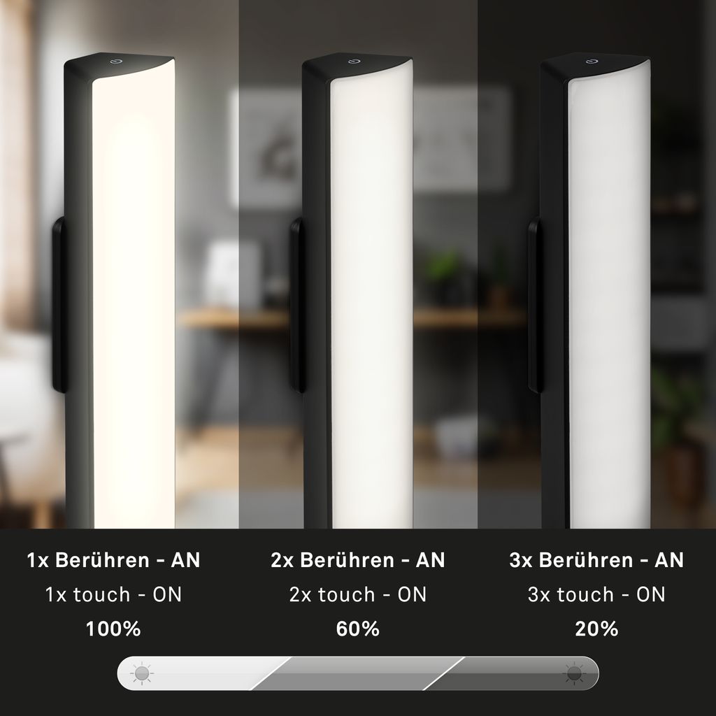 LED Akku-Tischleuchte, 30 cm, Memory, 7W, 700lm schwarz