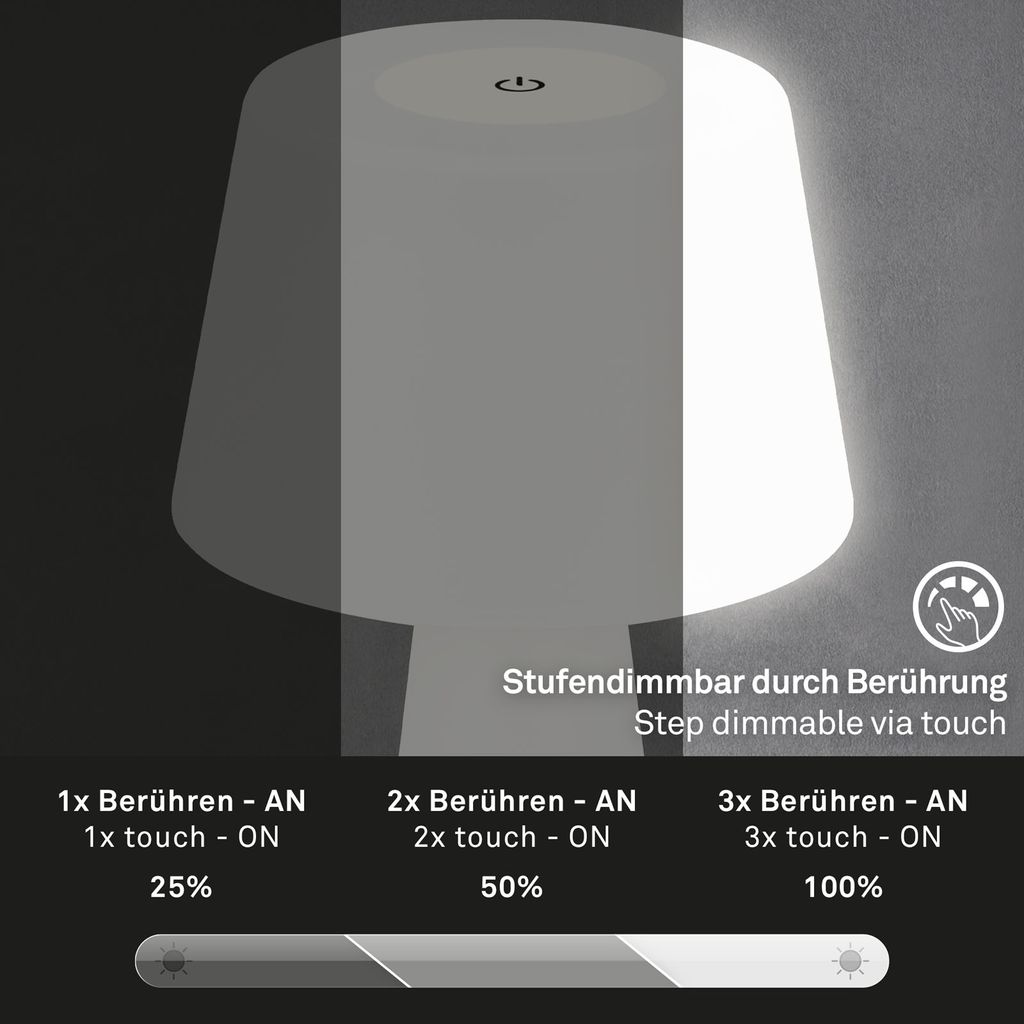 LED Akku-Tischleuchte Ø16,5 cm 3,5W 400lm weiß