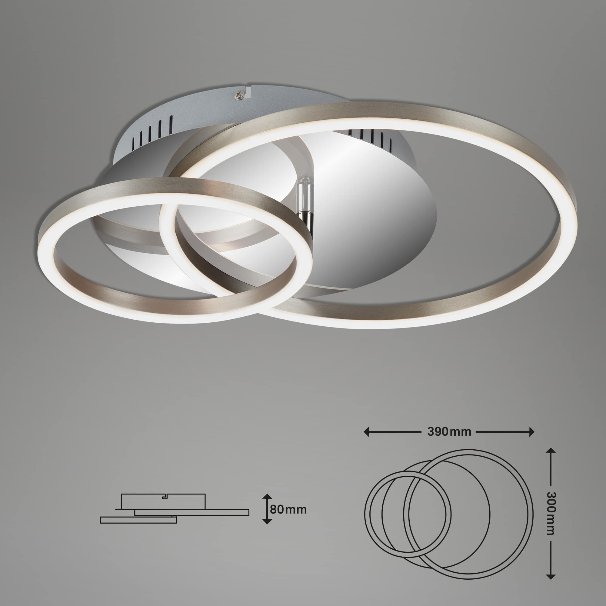 LED-Deckenleuchte Frames zwei Ringe, drehbar